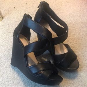 Black ankle wedges